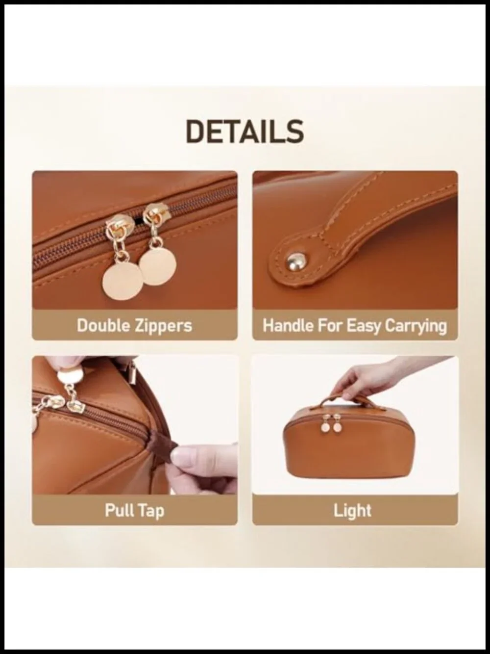 Waterproof PU Leather Large Capacity Makeup Bag Travel Toiletry Organizer with